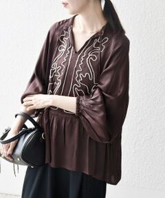 SHIPS / シップス シャツ・ブラウス | SHIPS any:〈洗濯機可能〉サテン 刺繍 スキッパー ペプラム ブラウス