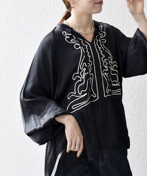 SHIPS / シップス シャツ・ブラウス | SHIPS any:〈洗濯機可能〉サテン 刺繍 スキッパー ペプラム ブラウス | 詳細4