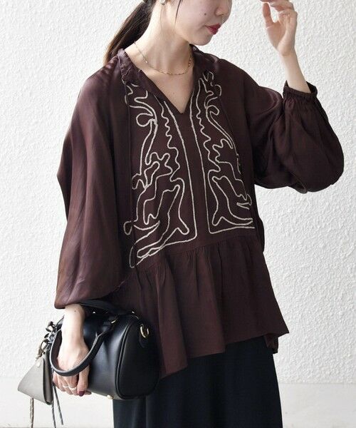 SHIPS / シップス シャツ・ブラウス | SHIPS any:〈洗濯機可能〉サテン 刺繍 スキッパー ペプラム ブラウス | 詳細18