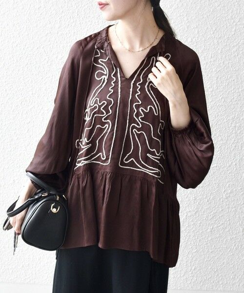 SHIPS / シップス シャツ・ブラウス | SHIPS any:〈洗濯機可能〉サテン 刺繍 スキッパー ペプラム ブラウス | 詳細21