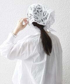 bon_meur:〈洗濯機可能〉レース スカーフ付き バンドカラー ギャザー パフ シャツ