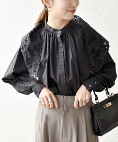 SHIPS / シップス シャツ・ブラウス | bon_meur:〈洗濯機可能〉レース スカーフ付き バンドカラー ギャザー パフ シャツ