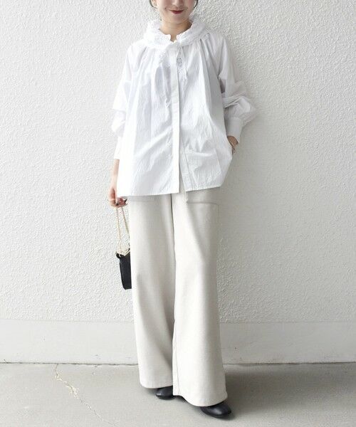 SHIPS / シップス シャツ・ブラウス | bon_meur:〈洗濯機可能〉レース スカーフ付き バンドカラー ギャザー パフ シャツ | 詳細1