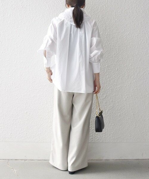 SHIPS / シップス シャツ・ブラウス | bon_meur:〈洗濯機可能〉レース スカーフ付き バンドカラー ギャザー パフ シャツ | 詳細2