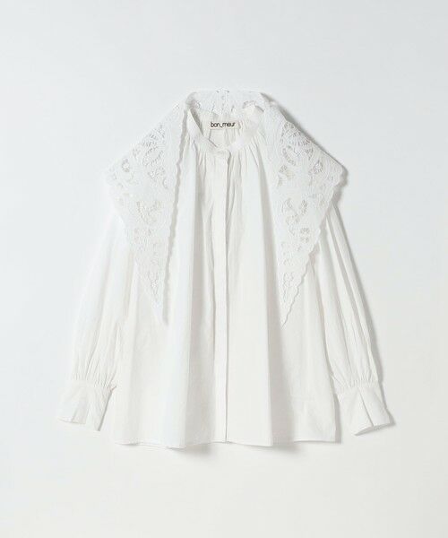 SHIPS / シップス シャツ・ブラウス | bon_meur:〈洗濯機可能〉レース スカーフ付き バンドカラー ギャザー パフ シャツ | 詳細12
