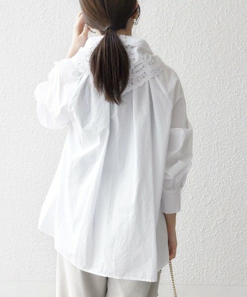 SHIPS / シップス シャツ・ブラウス | bon_meur:〈洗濯機可能〉レース スカーフ付き バンドカラー ギャザー パフ シャツ | 詳細5