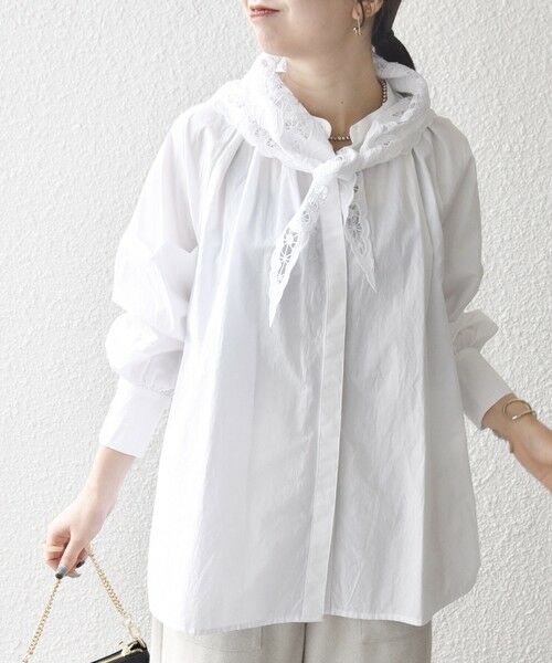 SHIPS / シップス シャツ・ブラウス | bon_meur:〈洗濯機可能〉レース スカーフ付き バンドカラー ギャザー パフ シャツ | 詳細6