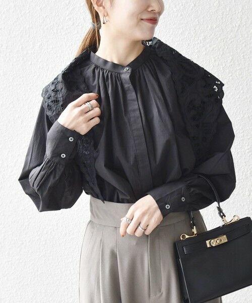 SHIPS / シップス シャツ・ブラウス | bon_meur:〈洗濯機可能〉レース スカーフ付き バンドカラー ギャザー パフ シャツ | 詳細16