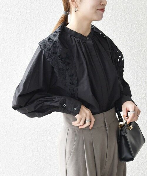 SHIPS / シップス シャツ・ブラウス | bon_meur:〈洗濯機可能〉レース スカーフ付き バンドカラー ギャザー パフ シャツ | 詳細17