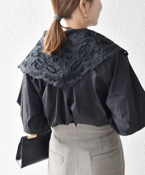 SHIPS / シップス シャツ・ブラウス | bon_meur:〈洗濯機可能〉レース スカーフ付き バンドカラー ギャザー パフ シャツ | 詳細18