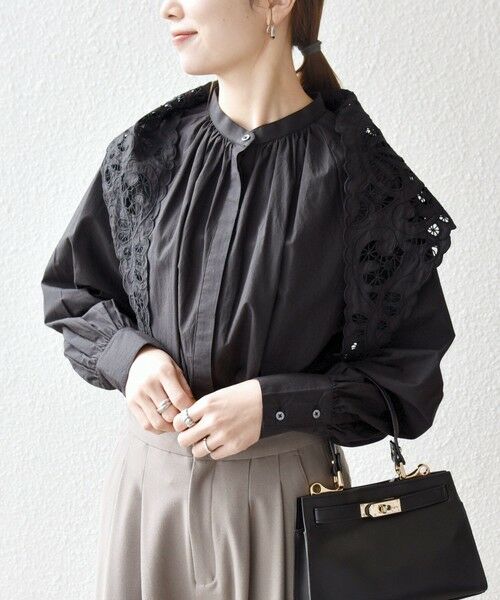 SHIPS / シップス シャツ・ブラウス | bon_meur:〈洗濯機可能〉レース スカーフ付き バンドカラー ギャザー パフ シャツ | 詳細19
