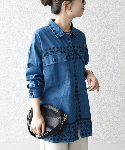 SHIPS / シップス Gジャン・デニムジャケット | bon_meur:〈洗濯機可能〉エンブロイダリー デニム シャツ ジャケット | 詳細10