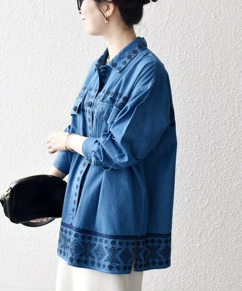 SHIPS / シップス Gジャン・デニムジャケット | bon_meur:〈洗濯機可能〉エンブロイダリー デニム シャツ ジャケット | 詳細12