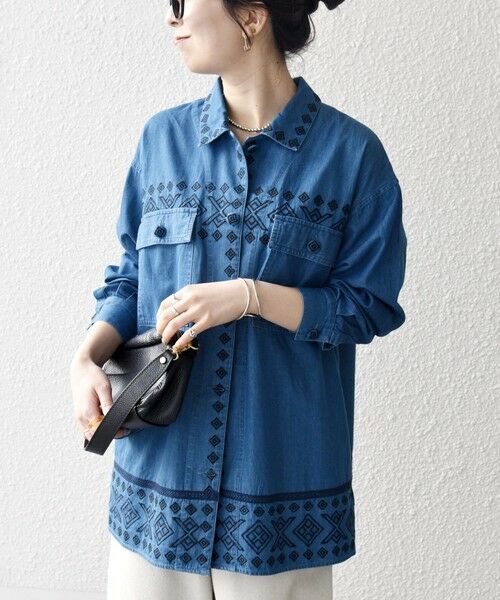 SHIPS / シップス Gジャン・デニムジャケット | bon_meur:〈洗濯機可能〉エンブロイダリー デニム シャツ ジャケット | 詳細13