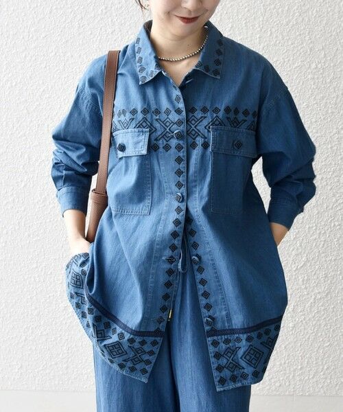 SHIPS / シップス Gジャン・デニムジャケット | bon_meur:〈洗濯機可能〉エンブロイダリー デニム シャツ ジャケット | 詳細3