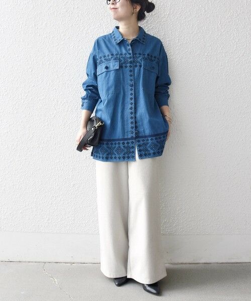 SHIPS / シップス Gジャン・デニムジャケット | bon_meur:〈洗濯機可能〉エンブロイダリー デニム シャツ ジャケット | 詳細7