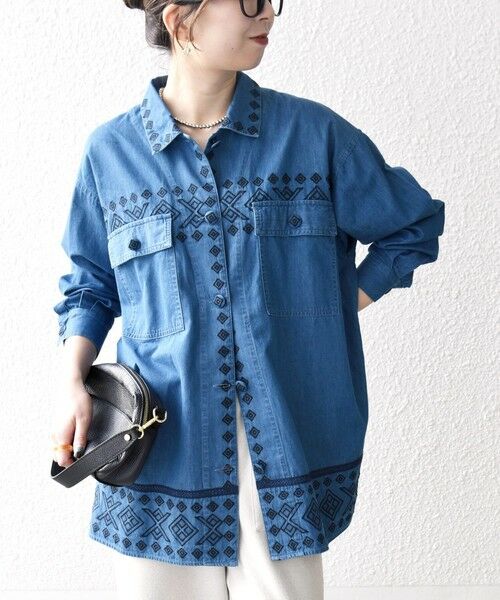 SHIPS / シップス Gジャン・デニムジャケット | bon_meur:〈洗濯機可能〉エンブロイダリー デニム シャツ ジャケット | 詳細9