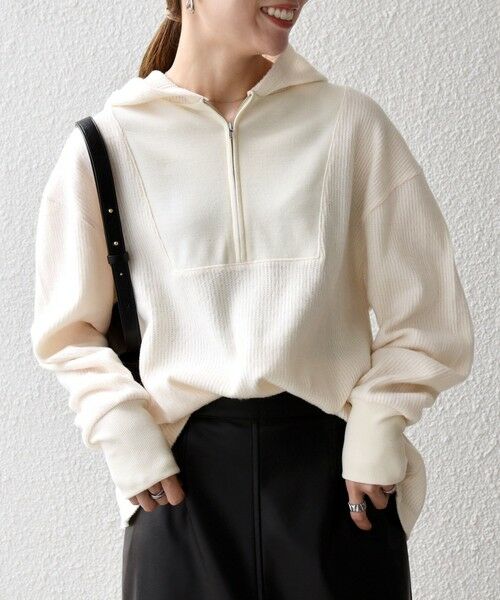 SHIPS / シップス カットソー | SHIPS any:〈手洗い可能〉起毛 ワッフル ハーフジップ フーディー プルオーバー | 詳細3