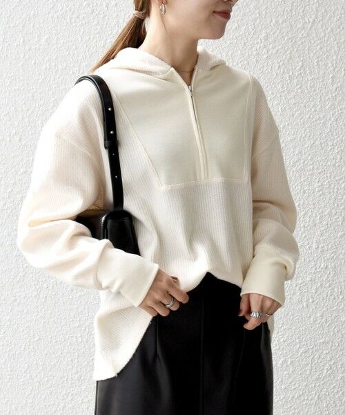 SHIPS / シップス カットソー | SHIPS any:〈手洗い可能〉起毛 ワッフル ハーフジップ フーディー プルオーバー | 詳細4