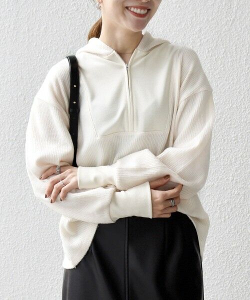 SHIPS / シップス カットソー | SHIPS any:〈手洗い可能〉起毛 ワッフル ハーフジップ フーディー プルオーバー | 詳細7