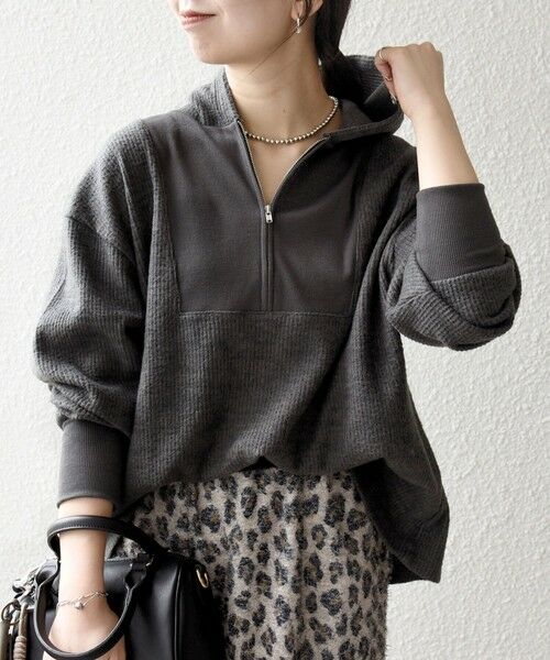 SHIPS / シップス カットソー | SHIPS any:〈手洗い可能〉起毛 ワッフル ハーフジップ フーディー プルオーバー | 詳細12