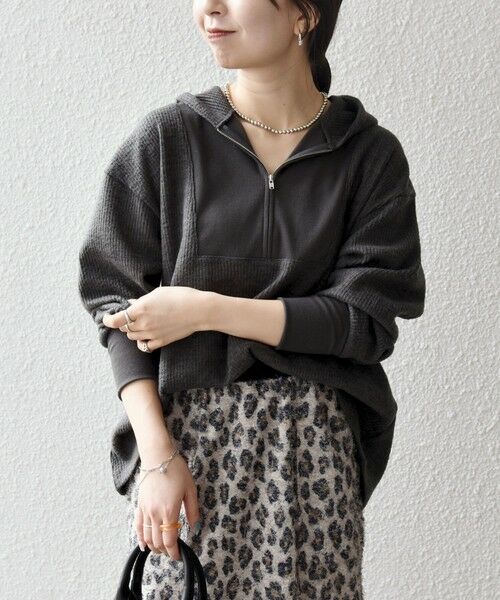 SHIPS / シップス カットソー | SHIPS any:〈手洗い可能〉起毛 ワッフル ハーフジップ フーディー プルオーバー | 詳細13