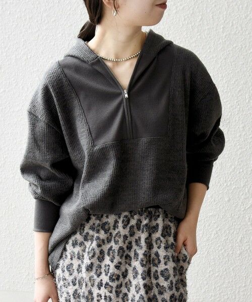 SHIPS / シップス カットソー | SHIPS any:〈手洗い可能〉起毛 ワッフル ハーフジップ フーディー プルオーバー | 詳細17