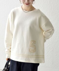 SHIPS / シップス スウェット | SHIPS any:〈洗濯機可能〉裏起毛 パールモチーフ 刺繍 ワイド スウェット