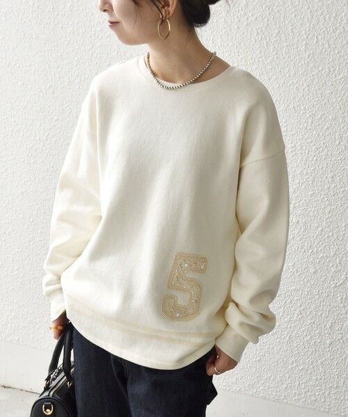 SHIPS / シップス スウェット | SHIPS any:〈洗濯機可能〉裏起毛 パールモチーフ 刺繍 ワイド スウェット | 詳細10