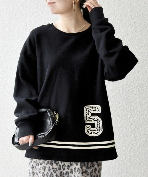 SHIPS / シップス スウェット | SHIPS any:〈洗濯機可能〉裏起毛 パールモチーフ 刺繍 ワイド スウェット | 詳細19