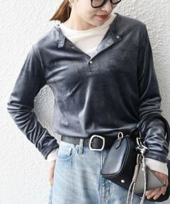 SHIPS / シップス カットソー（半袖以外） | SHIPS any:〈洗濯機可能〉ポリエステル ベロア 2way ヘンリーネック プルオーバー
