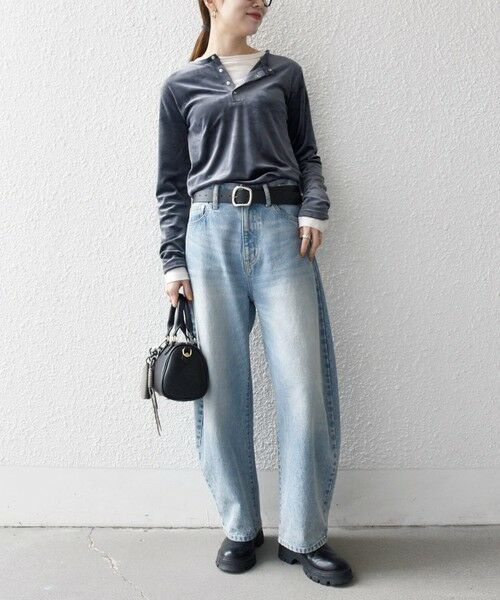 SHIPS / シップス カットソー（半袖以外） | SHIPS any:〈洗濯機可能〉ポリエステル ベロア 2way ヘンリーネック プルオーバー | 詳細1