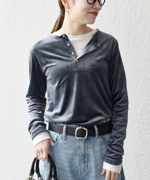 SHIPS / シップス カットソー（半袖以外） | SHIPS any:〈洗濯機可能〉ポリエステル ベロア 2way ヘンリーネック プルオーバー | 詳細3