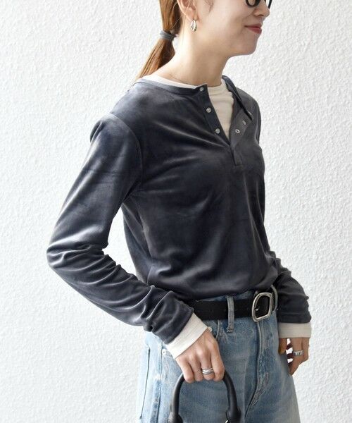 SHIPS / シップス カットソー（半袖以外） | SHIPS any:〈洗濯機可能〉ポリエステル ベロア 2way ヘンリーネック プルオーバー | 詳細4