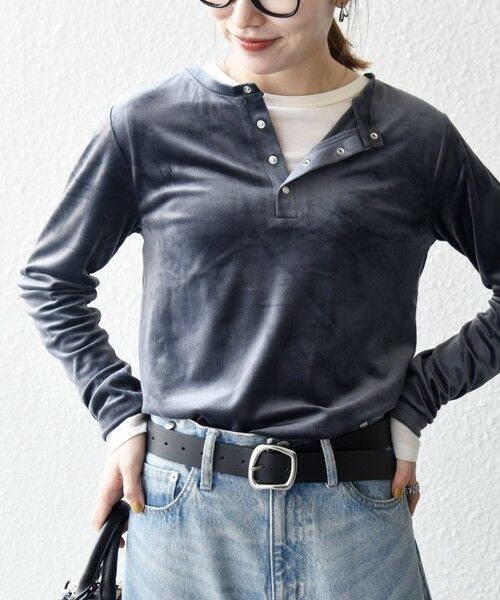 SHIPS / シップス カットソー（半袖以外） | SHIPS any:〈洗濯機可能〉ポリエステル ベロア 2way ヘンリーネック プルオーバー | 詳細7