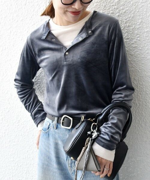 SHIPS / シップス カットソー（半袖以外） | SHIPS any:〈洗濯機可能〉ポリエステル ベロア 2way ヘンリーネック プルオーバー | 詳細8