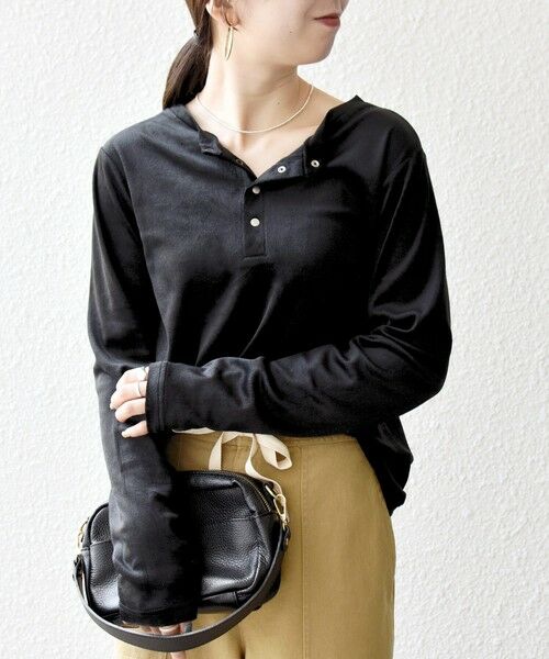 SHIPS / シップス カットソー（半袖以外） | SHIPS any:〈洗濯機可能〉ポリエステル ベロア 2way ヘンリーネック プルオーバー | 詳細17