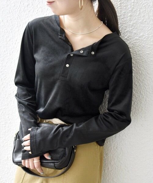 SHIPS / シップス カットソー（半袖以外） | SHIPS any:〈洗濯機可能〉ポリエステル ベロア 2way ヘンリーネック プルオーバー | 詳細21