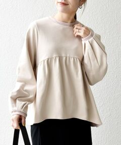 SHIPS / シップス スウェット | 《予約》SHIPS any:〈洗濯機可能〉裏毛 バイカラー ペプラム スウェット プルオーバー