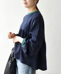 SHIPS / シップス スウェット | 《予約》SHIPS any:〈洗濯機可能〉裏毛 バイカラー ペプラム スウェット プルオーバー