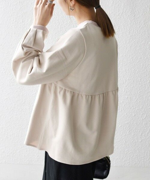 SHIPS / シップス スウェット | 《予約》SHIPS any:〈洗濯機可能〉裏毛 バイカラー ペプラム スウェット プルオーバー | 詳細6