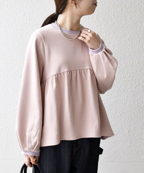 SHIPS / シップス スウェット | 《予約》SHIPS any:〈洗濯機可能〉裏毛 バイカラー ペプラム スウェット プルオーバー | 詳細16