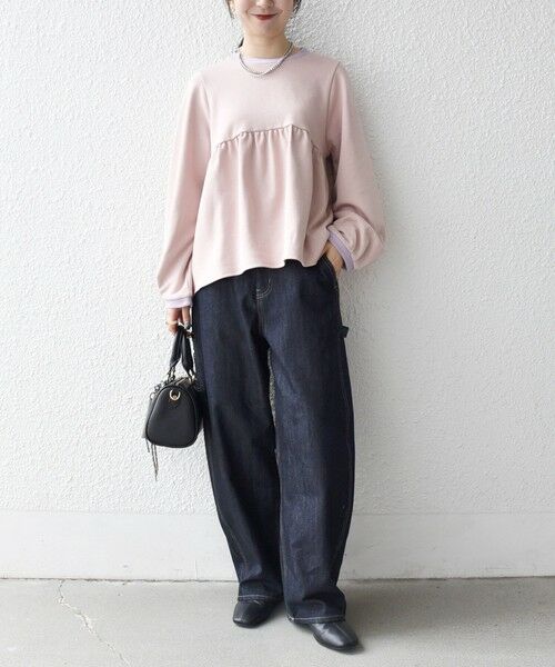 SHIPS / シップス スウェット | 《予約》SHIPS any:〈洗濯機可能〉裏毛 バイカラー ペプラム スウェット プルオーバー | 詳細14