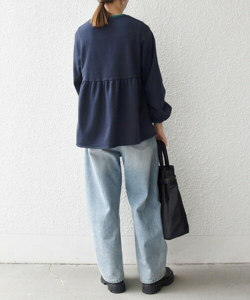 SHIPS / シップス スウェット | 《予約》SHIPS any:〈洗濯機可能〉裏毛 バイカラー ペプラム スウェット プルオーバー | 詳細23