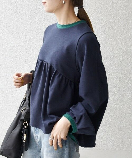 SHIPS / シップス スウェット | 《予約》SHIPS any:〈洗濯機可能〉裏毛 バイカラー ペプラム スウェット プルオーバー | 詳細26