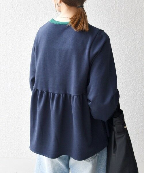 SHIPS / シップス スウェット | 《予約》SHIPS any:〈洗濯機可能〉裏毛 バイカラー ペプラム スウェット プルオーバー | 詳細27