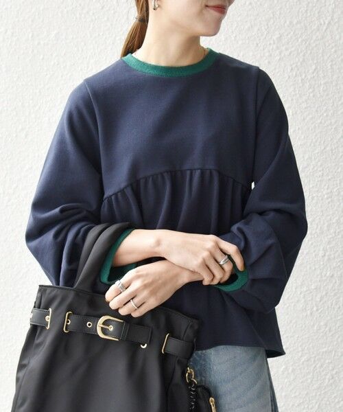 SHIPS / シップス スウェット | 《予約》SHIPS any:〈洗濯機可能〉裏毛 バイカラー ペプラム スウェット プルオーバー | 詳細28