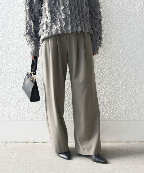 SHIPS for women/シップスウィメン 《予約》SHIPS any:〈洗濯機可能〉ウォーム ストレッチ ハイウエスト 2タック パンツ チャコールグレー 36