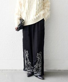 SHIPS / シップス その他パンツ | SHIPS any:〈洗濯機可能〉サテン 刺繍 ストレート イージー パンツ