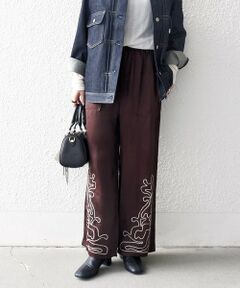 SHIPS / シップス その他パンツ | SHIPS any:〈洗濯機可能〉サテン 刺繍 ストレート イージー パンツ